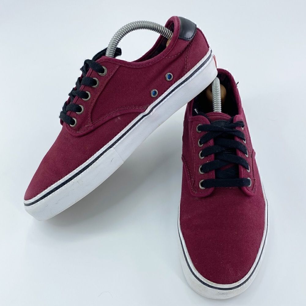 Vans Men's Chima Ferguson Pro Plaid Canvas Sneakers Burgundy Red Size 7